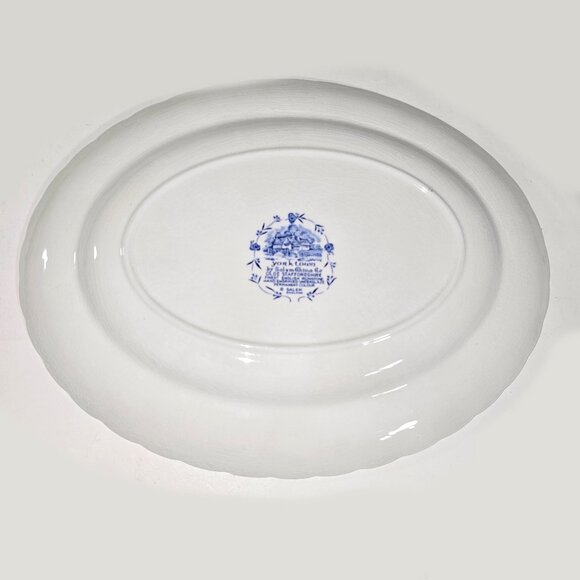 VTG Yorktown 12" Serving Platter Stafforshire Salem English China Blue White - Picture 3 of 6